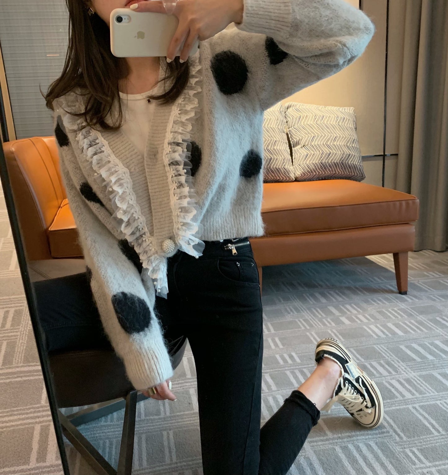Zipper high-waist fleece thermal slim-fit pants
