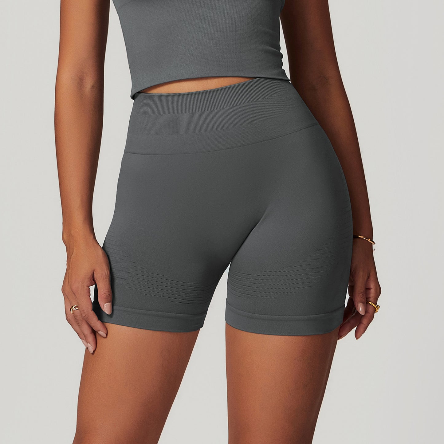 Sømløse Tætsiddende High Waist Yoga Shorts Løbeshorts til Fitness