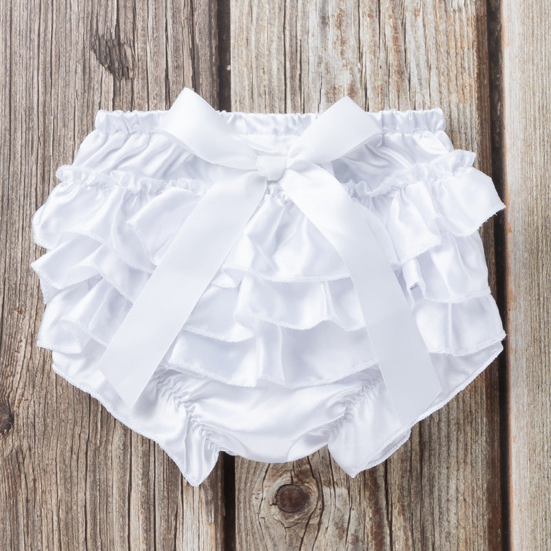 Girls bow-knot satin triangle shorts multicolor children's pants
