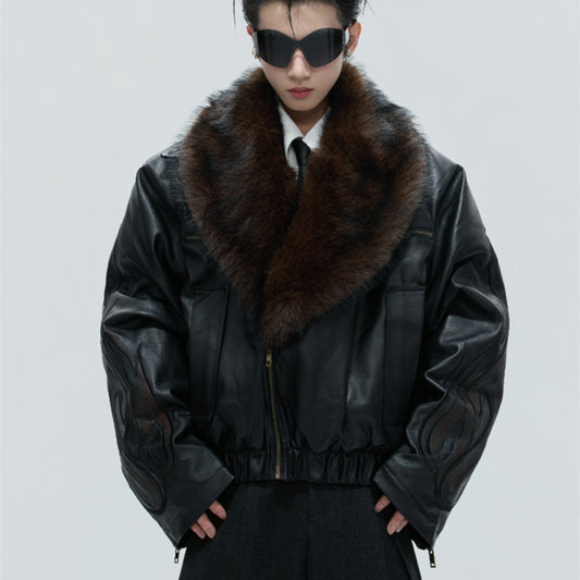 Heavy Detachable Fur Collar Thickened Cotton Padded Coat