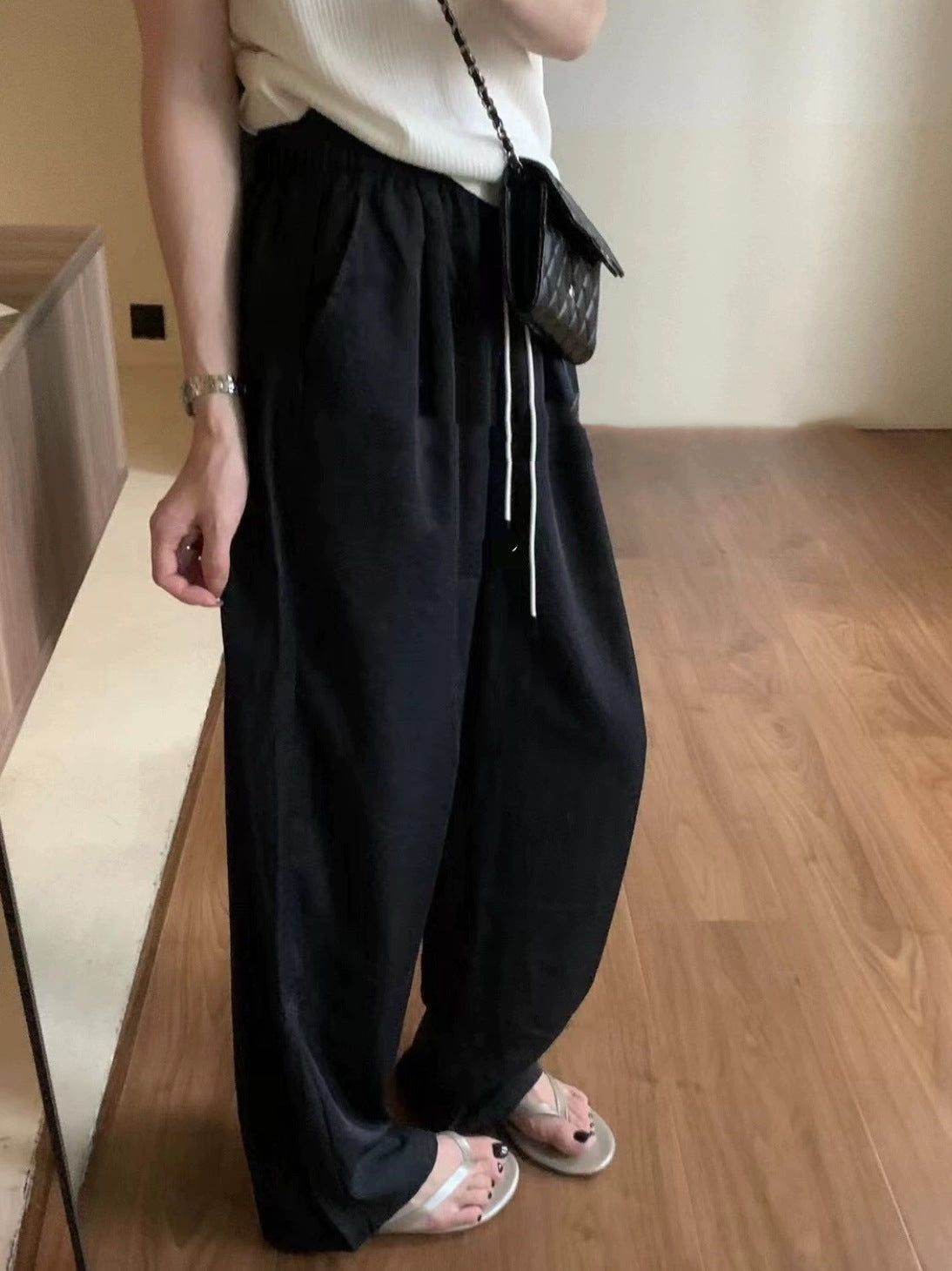 Summer High Waist Drawstring Loose Quick-dry Casual Matchet Pants