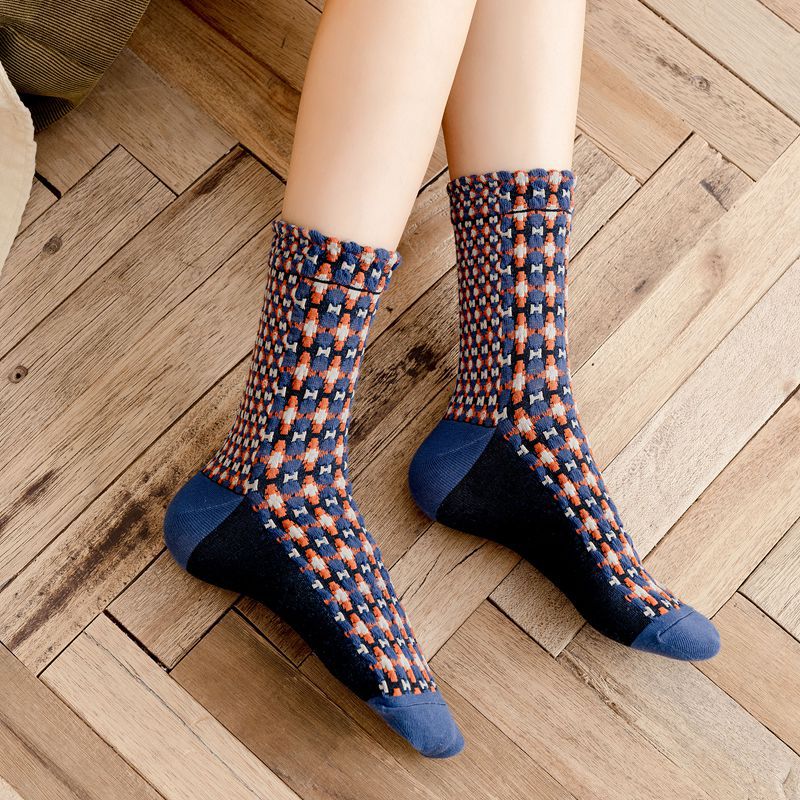 Middle Tube Cotton Socks Japanese British Style Retro