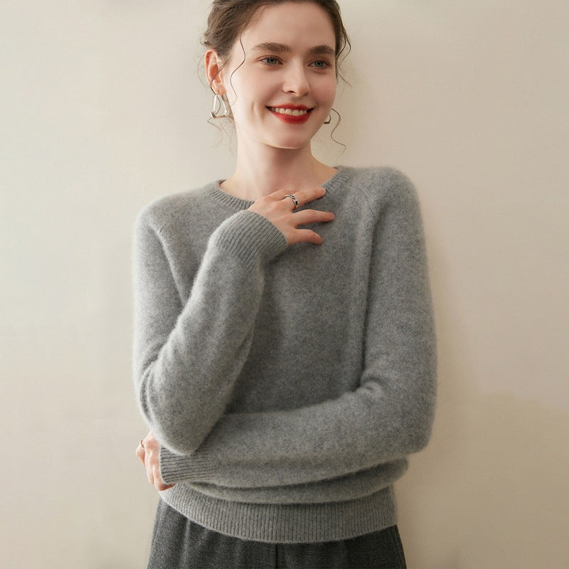 Pure Cashmere Shirt Women's Crew Neck Pullover Sweater