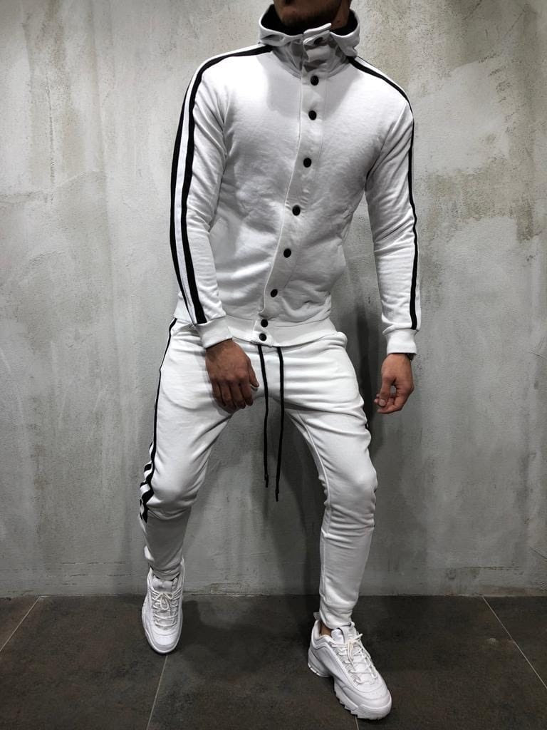 Hooded button cardigan men's sports