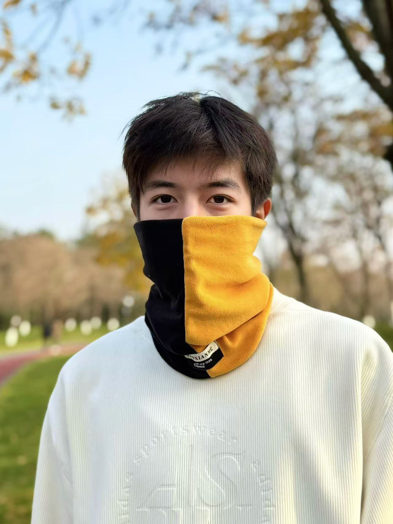 Scarf Winter Warm Men's Riding Cold-proof Scarf Fleece-lined Thick Windproof Mask Female Cervical Support Bandana Fashion