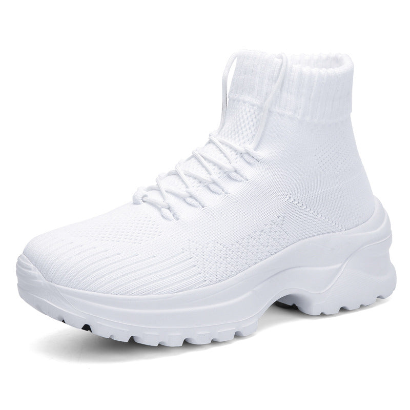 Flying Woven Breathable High-top Women's Height-increasing Socks And Shoes