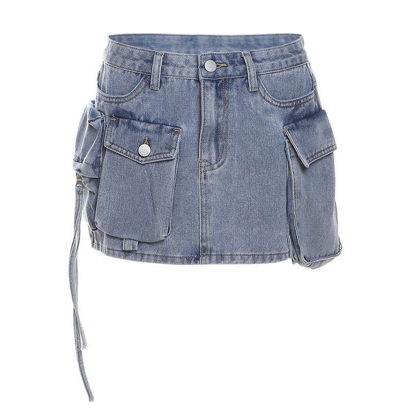 Fashion Personalized Multi-pocket Slim Fit Casual Package Hip Skirt