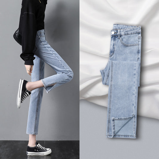 Thin And Versatile Nine-point Straight Pipe Pants