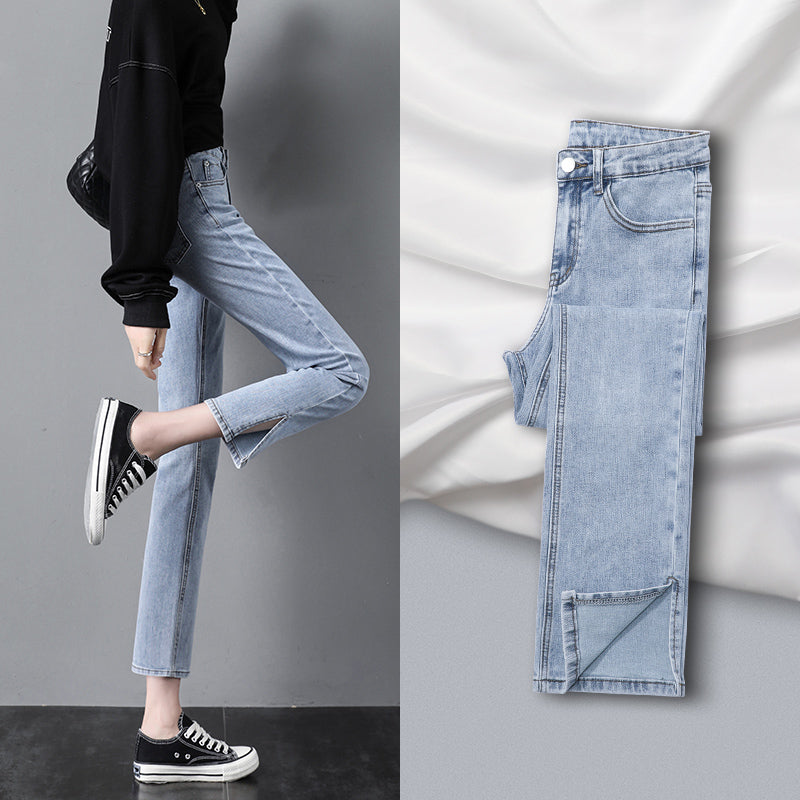 Thin And Versatile Nine-point Straight Pipe Pants
