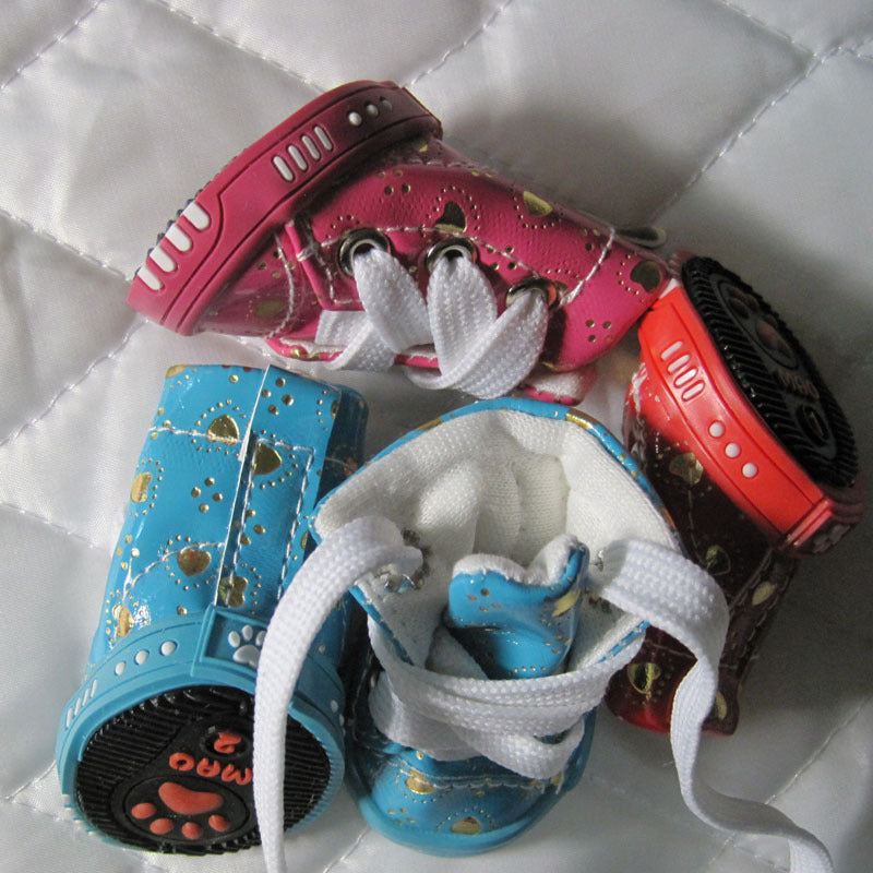 Pet Shoes New Three-color Peach Heart PU Fabric