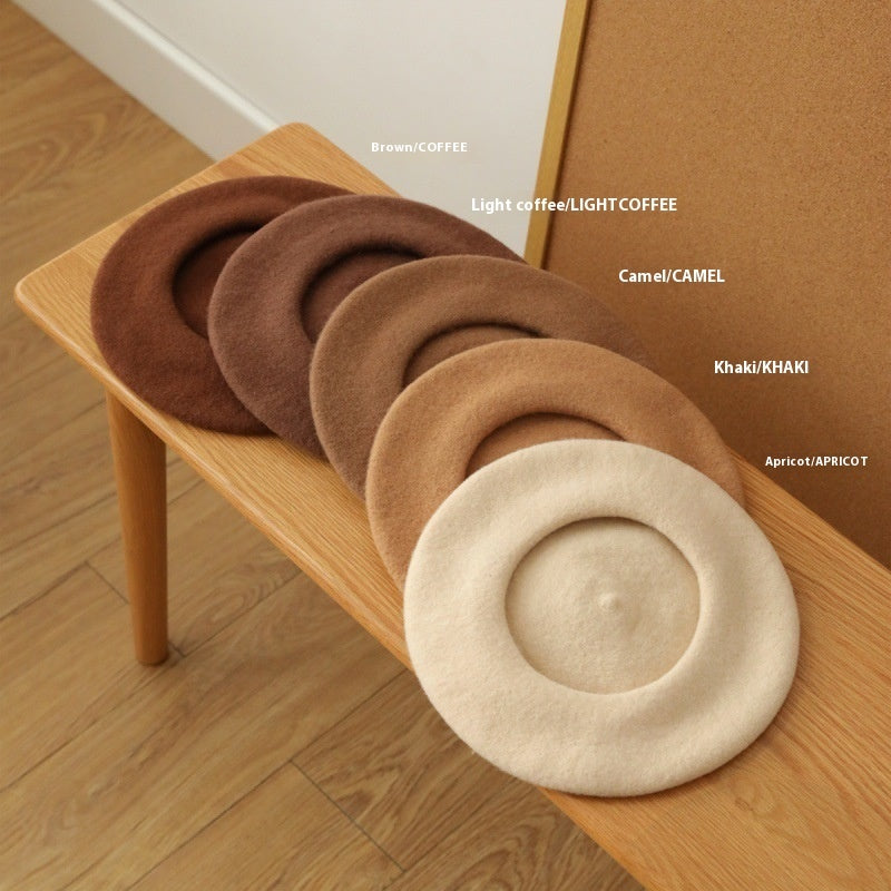 Uld Beret Piger Japansk Stil Kunstnerisk Vintage Malermunkehue