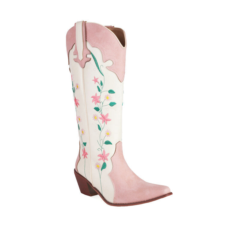 Plus Size National Classic Embroidered Boots Thick-heeled Embroidered Knight Knee-high Boots