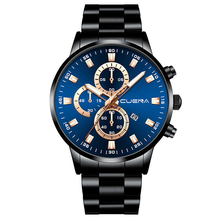 CUENA 889 Quartz Steel Band Calendar Watch