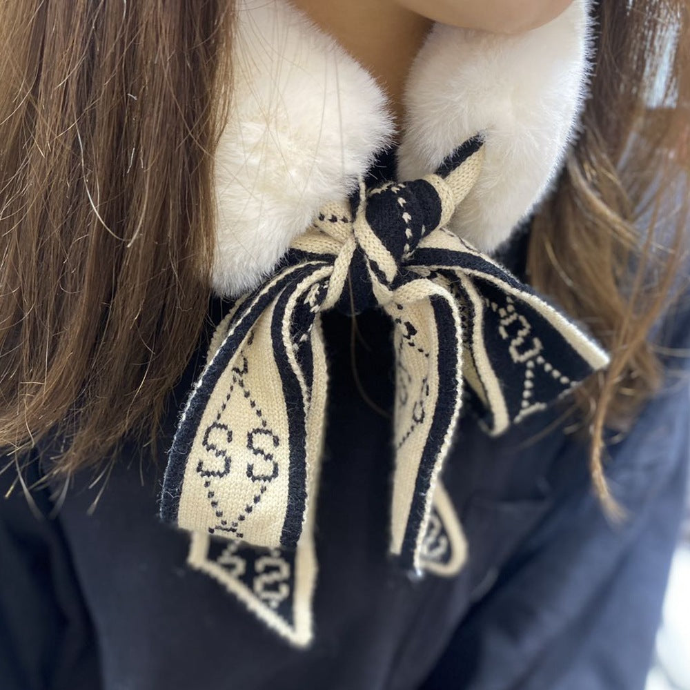 Women's winter warm cross-lace plush scarf
