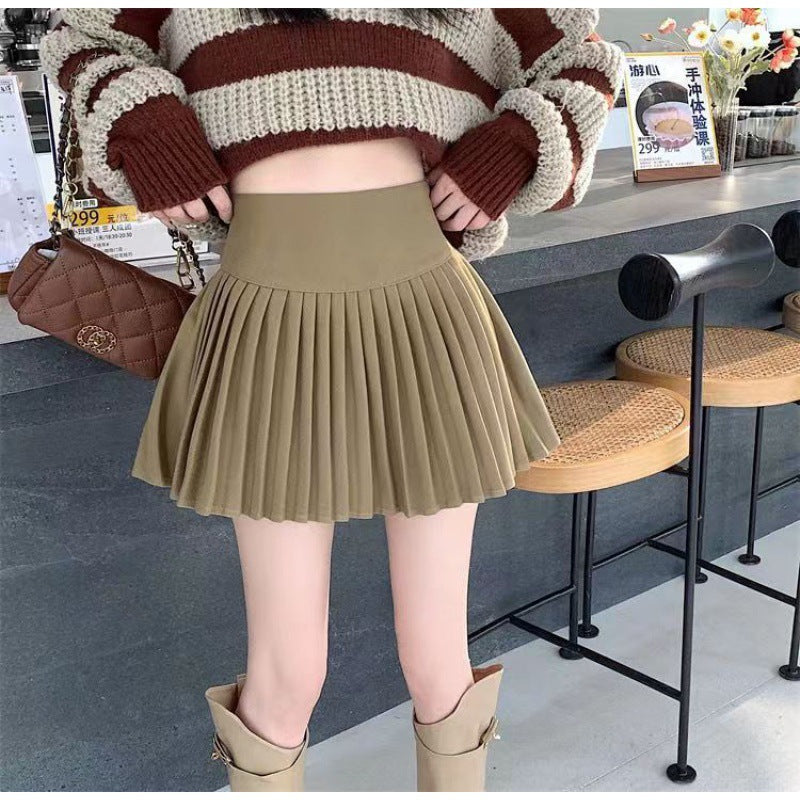 New Preppy Style Lined Four Seasons Hot Girl Pleated Skirt