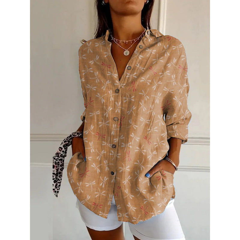 Womens Trendy Long-sleeve Printed Maxi Shirt