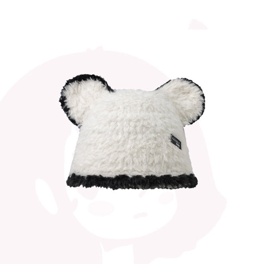 Cute Bear Black And White Bucket Hat Women's Contrast Color Warm