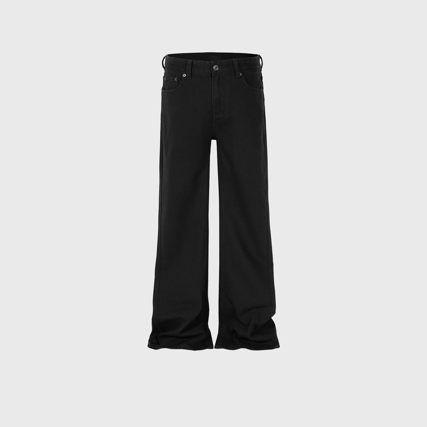 Pure Black Skinny Men's And Women's Same High Street Wide Leg Trendy Jeans