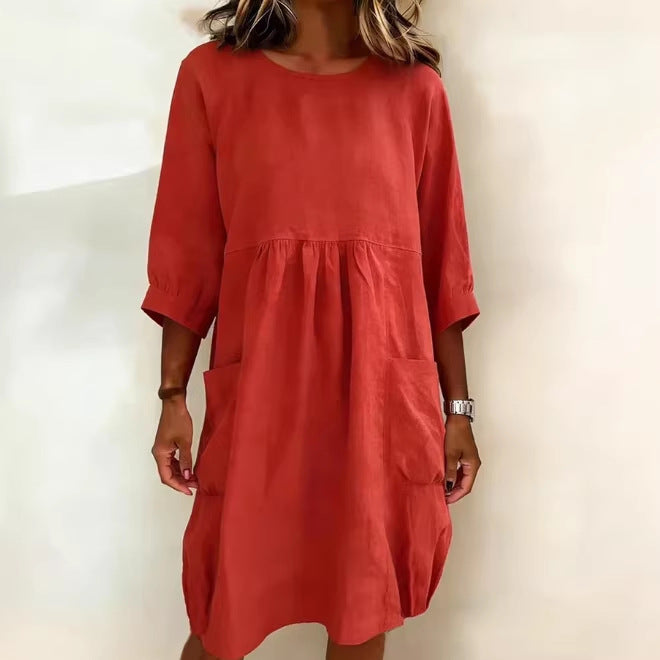 Fashionable Casual Loose-fit Three-quarter Sleeve Dress