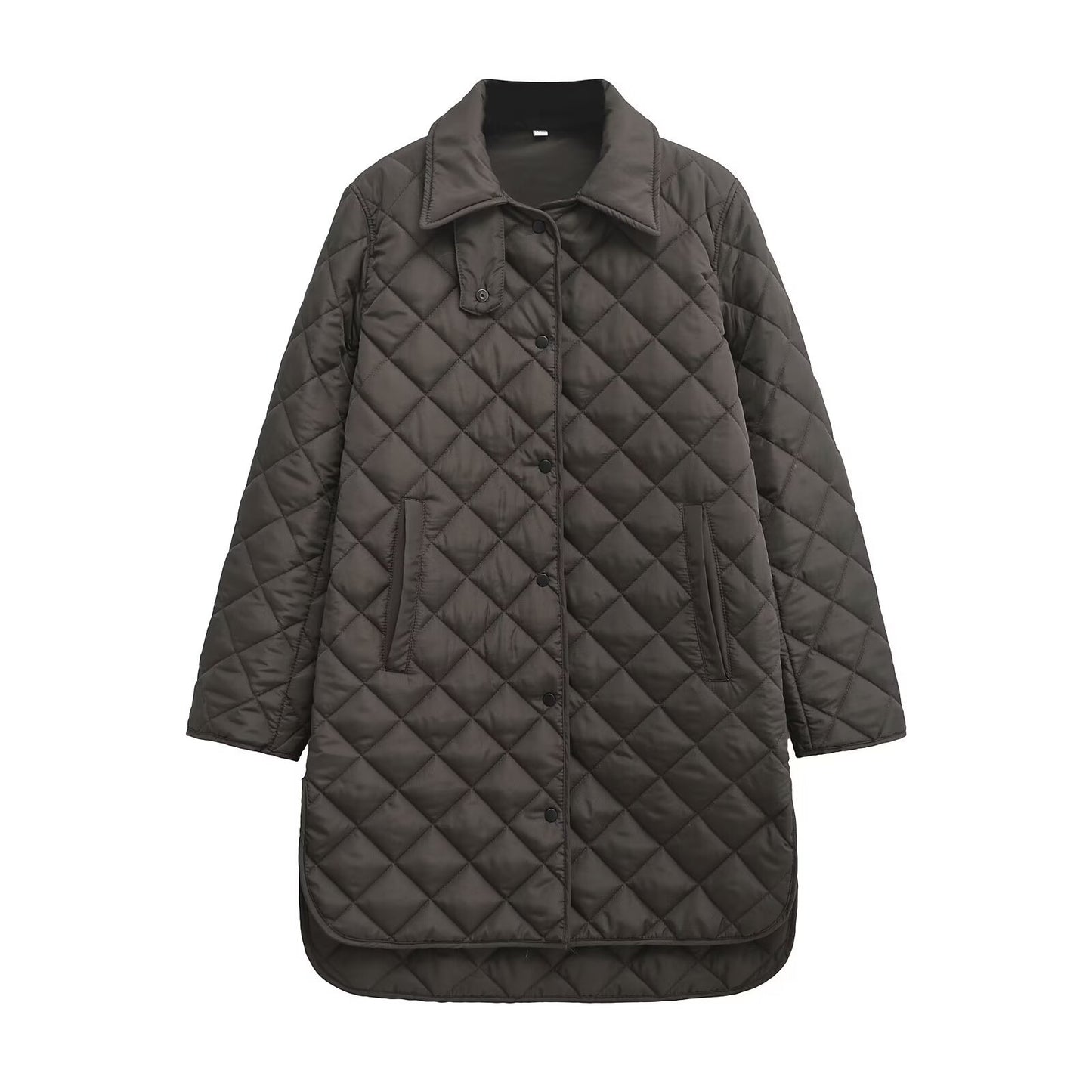 Women's Lapel Rhombus Loose And Warm Cotton-padded Coat
