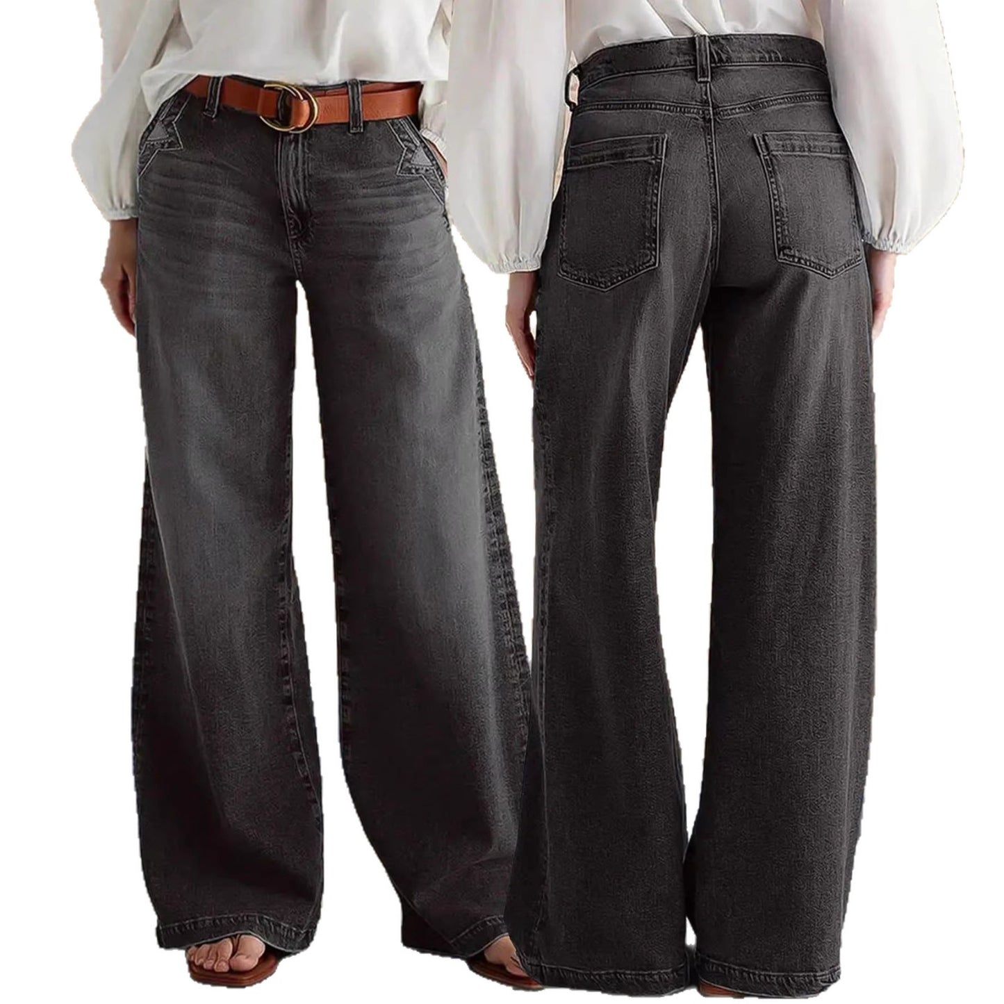 Womens Straight-leg Jeans With Stretch