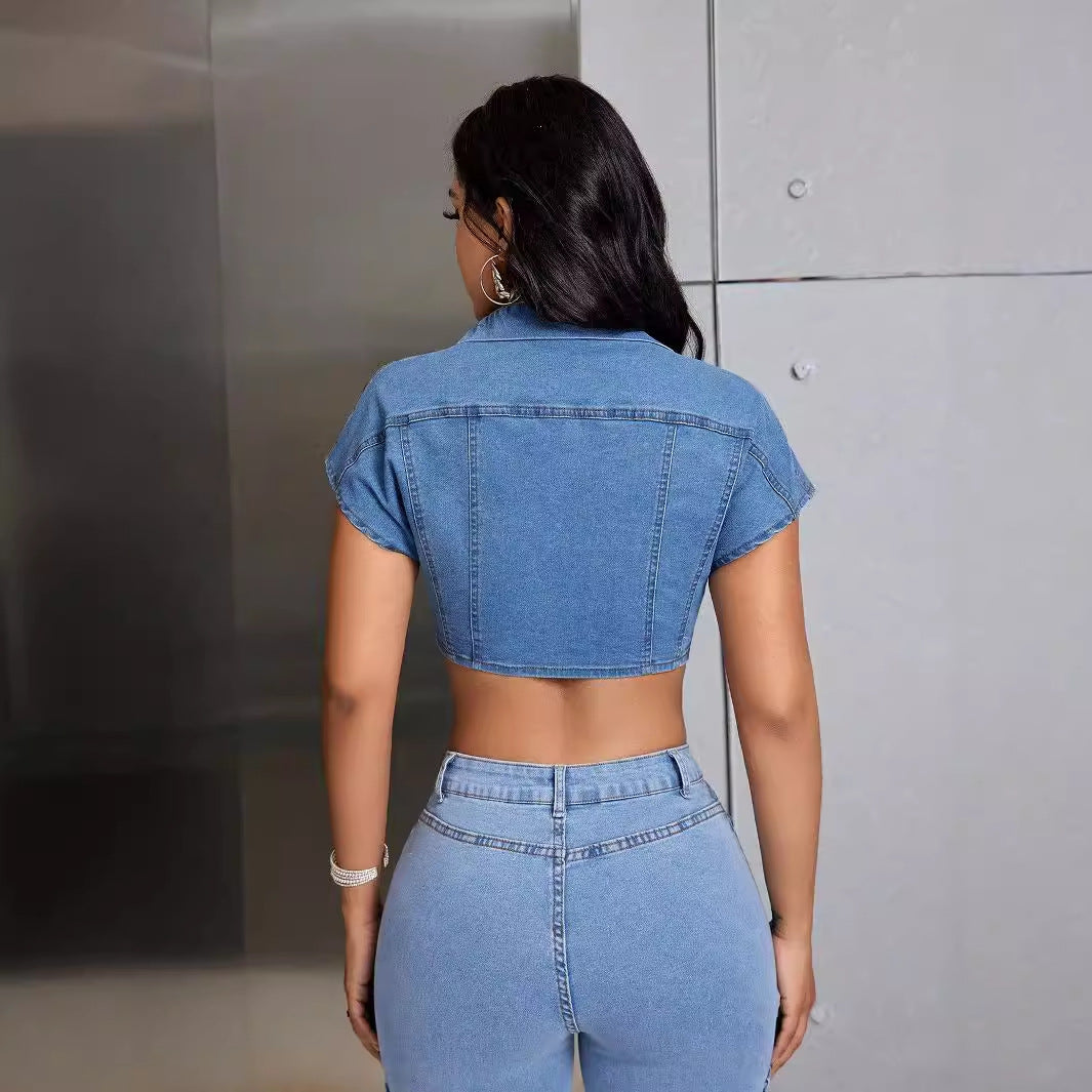 Stylish Womens Casual Streetwear Denim Top