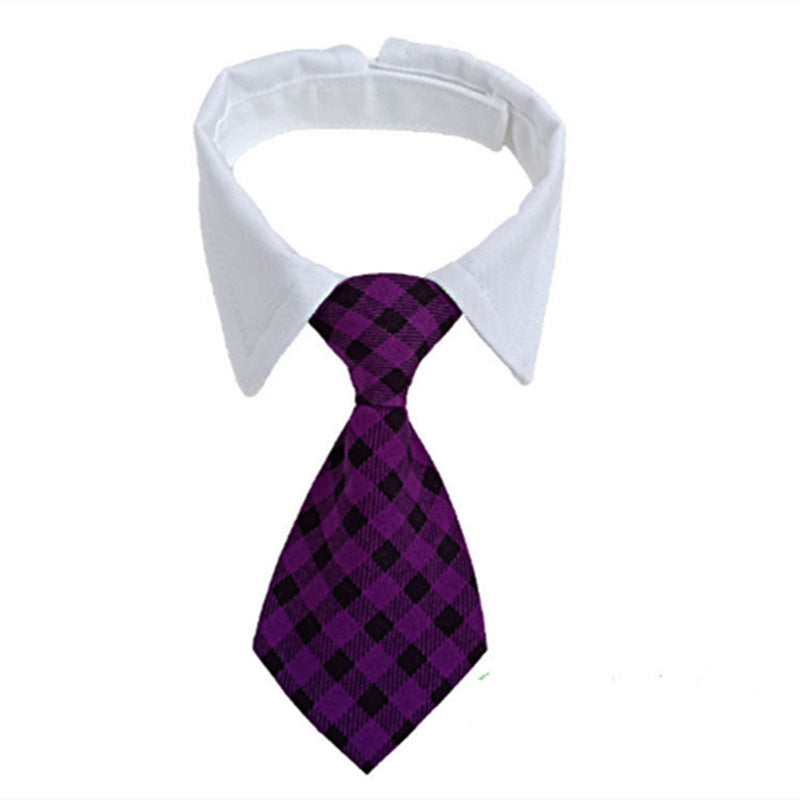Pet Striped Tie Dog Teddy Bow Tie Scarf Blouse Collar