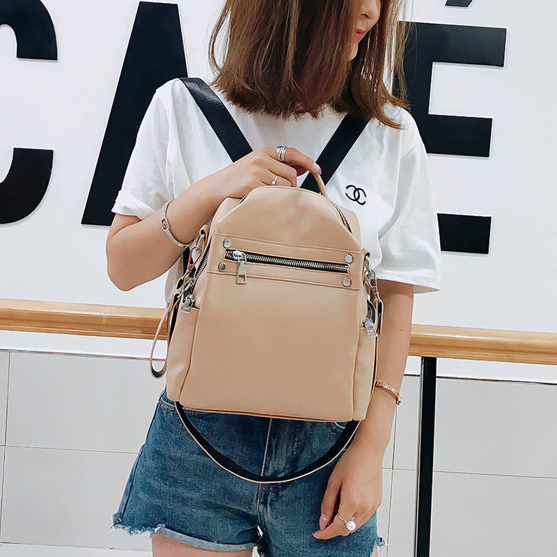 Fashion All-match Soft Leather Personalized School Bag