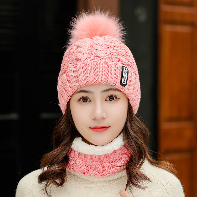 Fleece Knitted Hat Twist Wool One Size