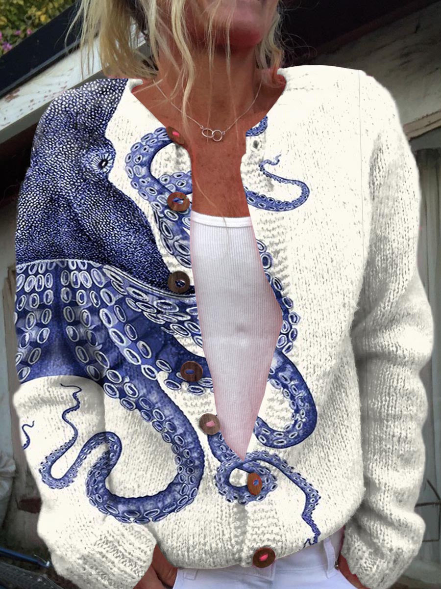 3D Digital Printing Cardigan Knitted Coat