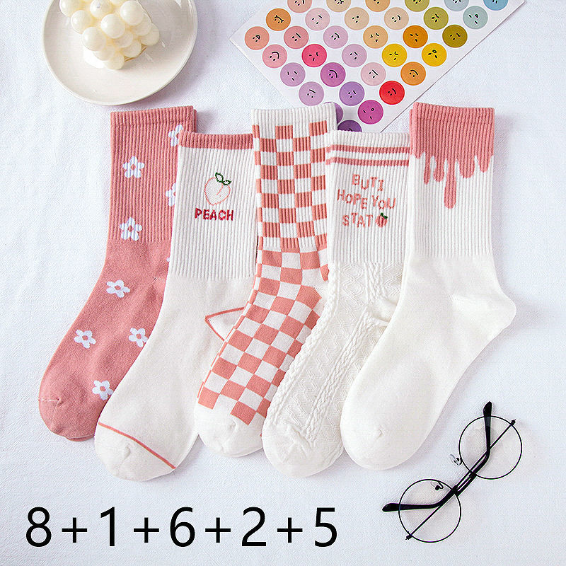 Tulip Pink Versatile Cute Sport College Style Tube Socks