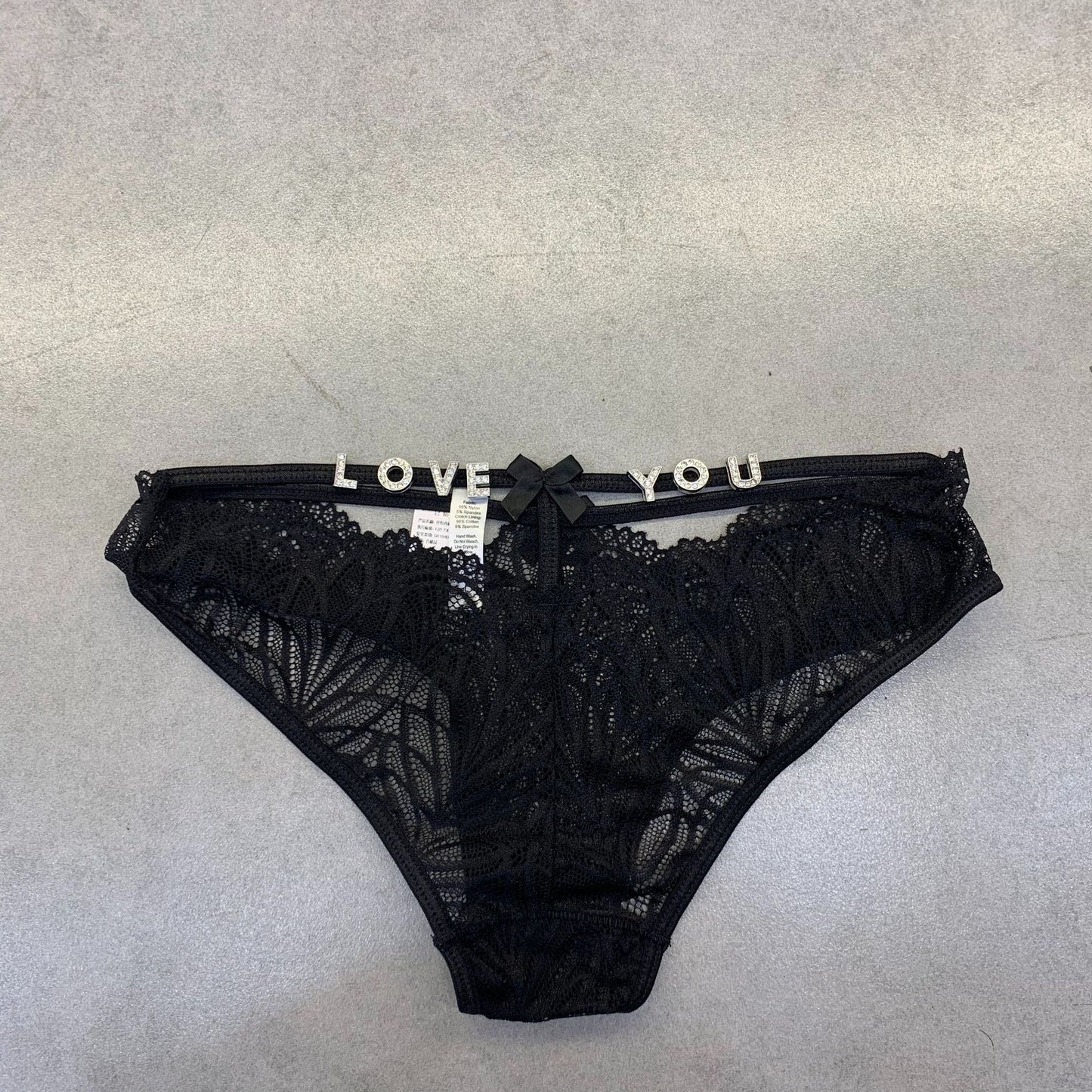 Women's Fashion Rhinestone Letter Full Sheer Thongs