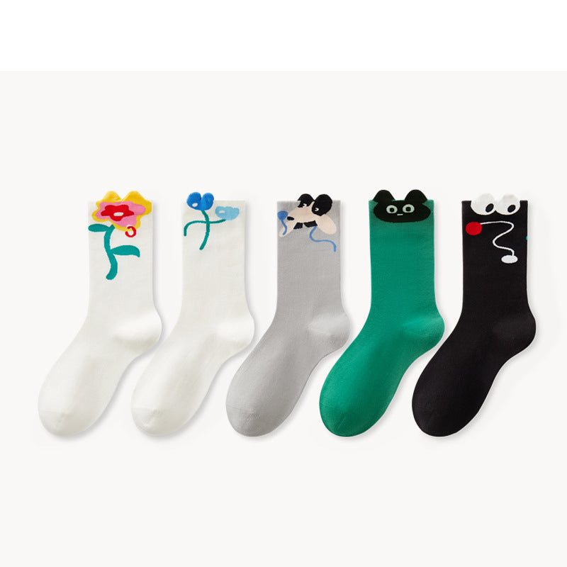 Japanese Lovely Flower Breathable Tube Socks
