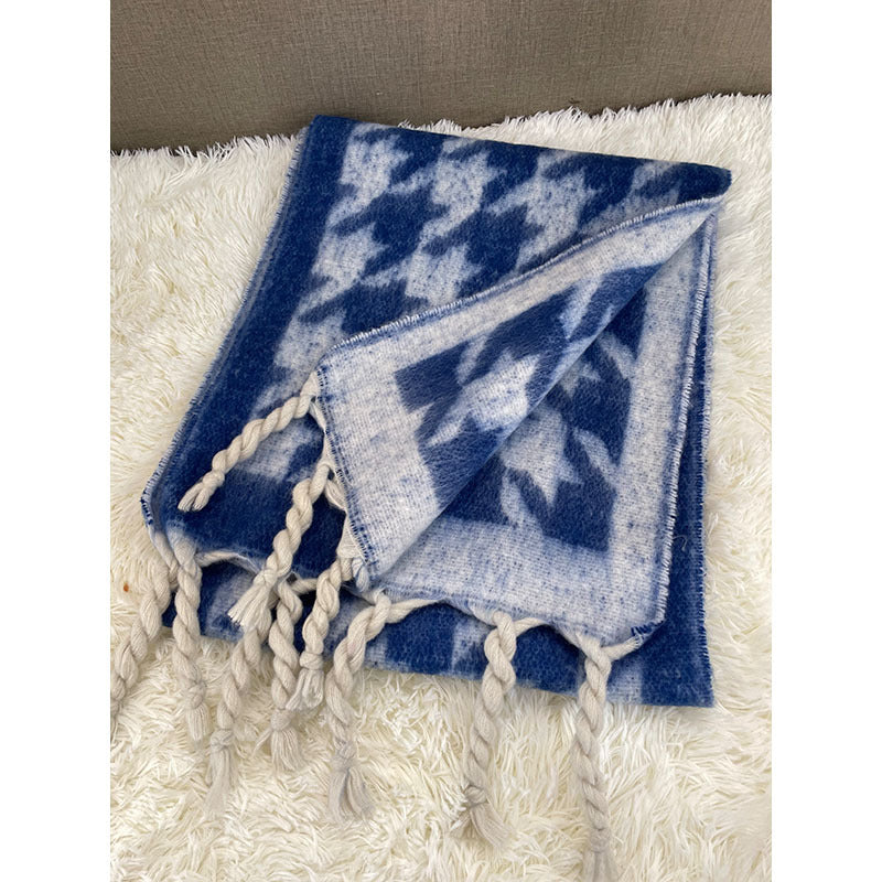 Women's Thick Fringed Houndstooth All-match Shawl Scarf