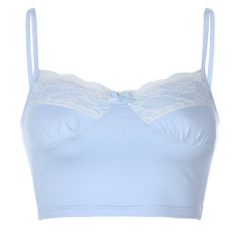Lace Small Butterfly Sexy Strapless Short Umbilical Strap Inside And Outside Wear Top T-shirt