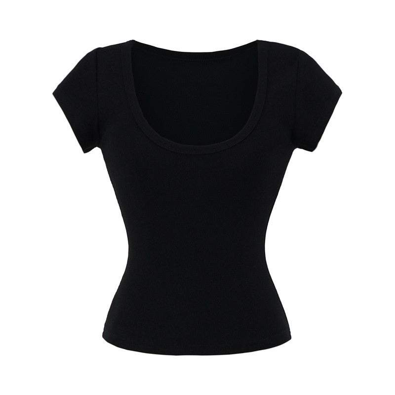 U-neck Short Sleeve Shoulder T