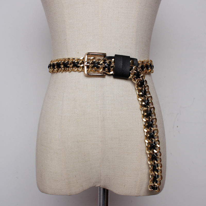New Simple And Versatile Metal Woven Belt Female Belt With Dress Decoration Casual Fashion Waist Chain
