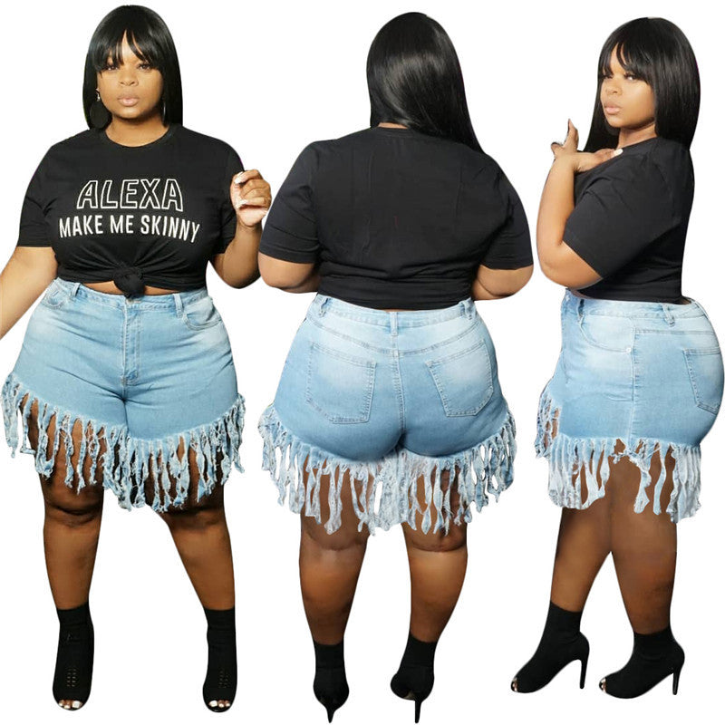 Mode Sexet Taske Hofte Kvast Store MM Denim Lige Shorts
