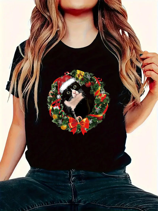 Sjov Tuxedo Kat Julekrans Ornament Top