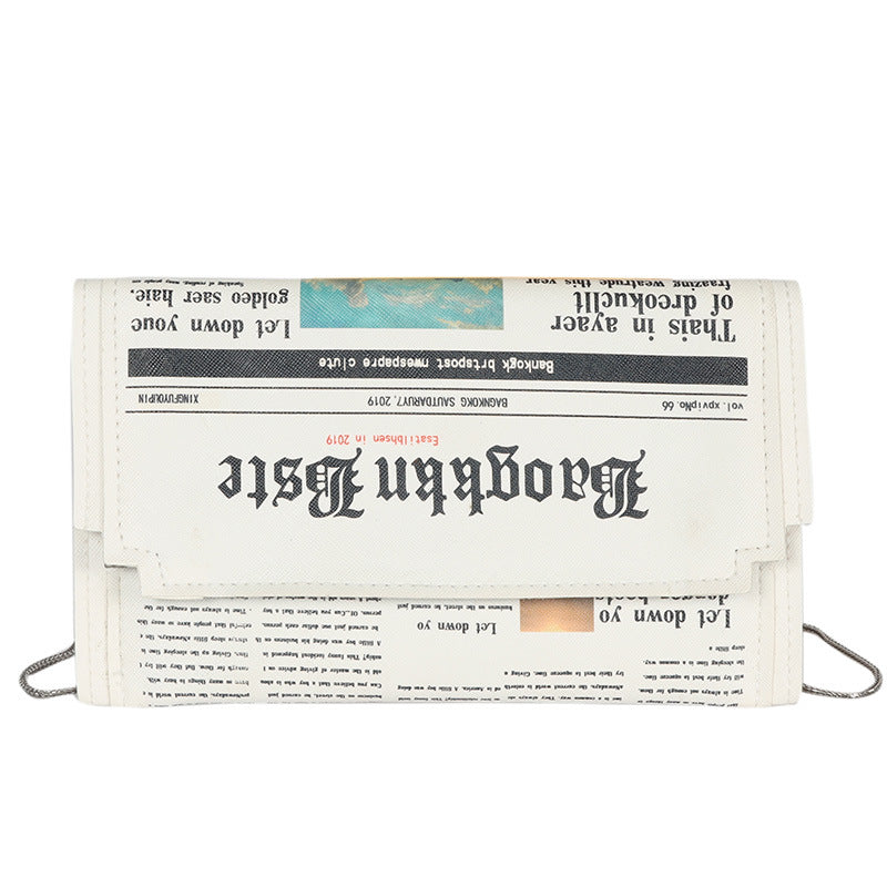Creative Spoof Fun English Letter Newspaper Bag Envelope Bag Pu Messenger Bag