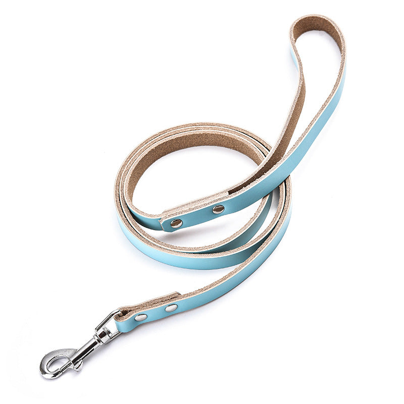 Leather Solid Color Dog Chain Leash