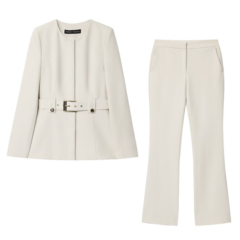 Design Long-sleeved Top Wide-leg Pants Show Elegant Outfit
