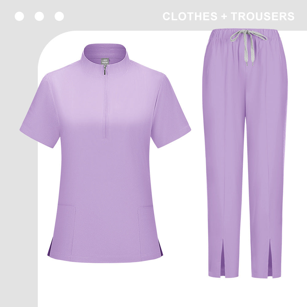 Solid-color Scrub Suit For Women