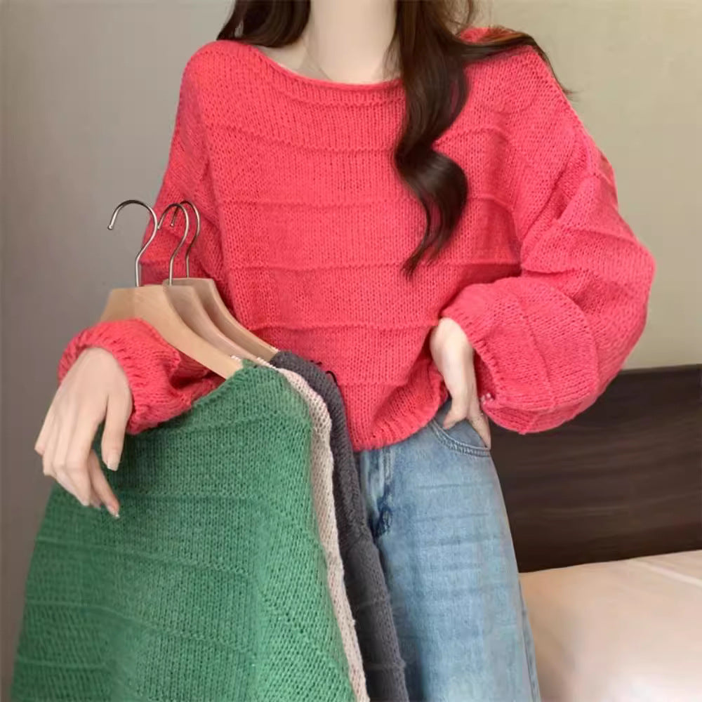 Retro Laid-back Knit Sweater Loose Fit