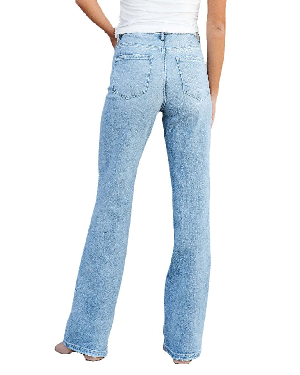 Vaskede jeans i europæisk og amerikansk stil, moderigtige, alsidige, med mellemhøj talje og lige ben