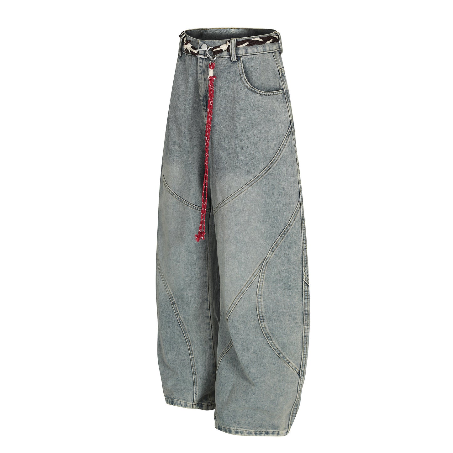 Retro Patchwork Taljekæde Vasket Machete Jeans Til Mænd Og Kvinder