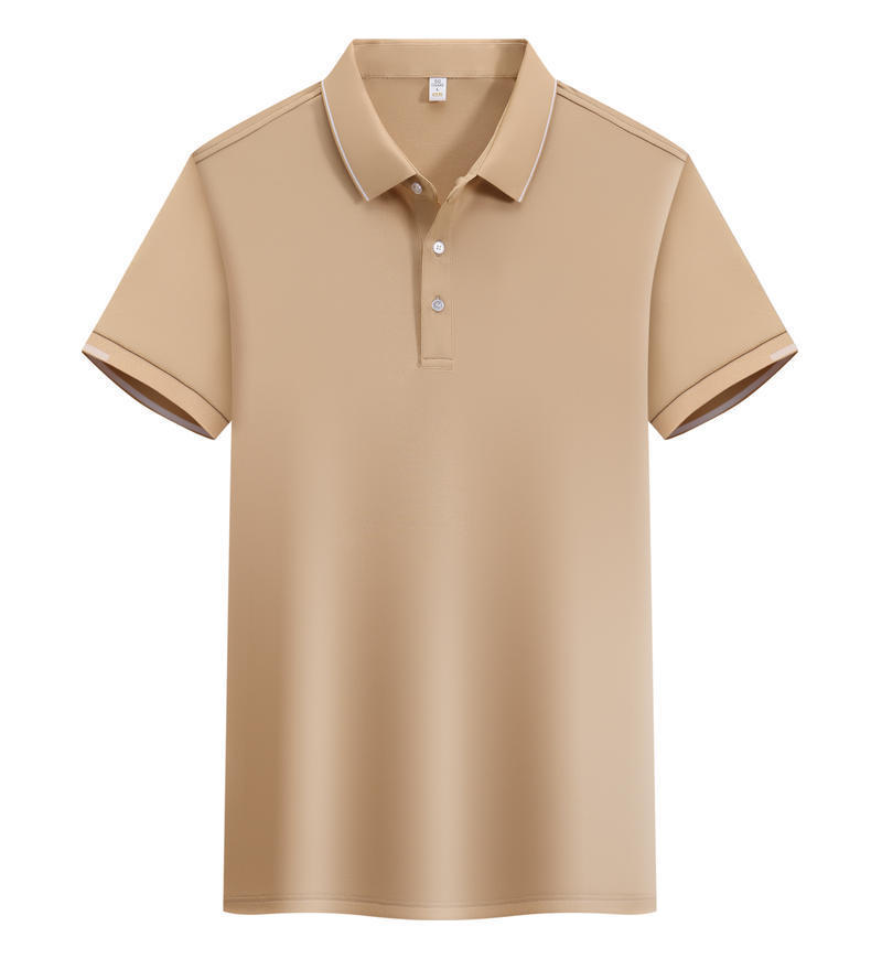 ICE Cotton Single Side Color Secondary Collar Lapel Short Sleeve Polo Shirt