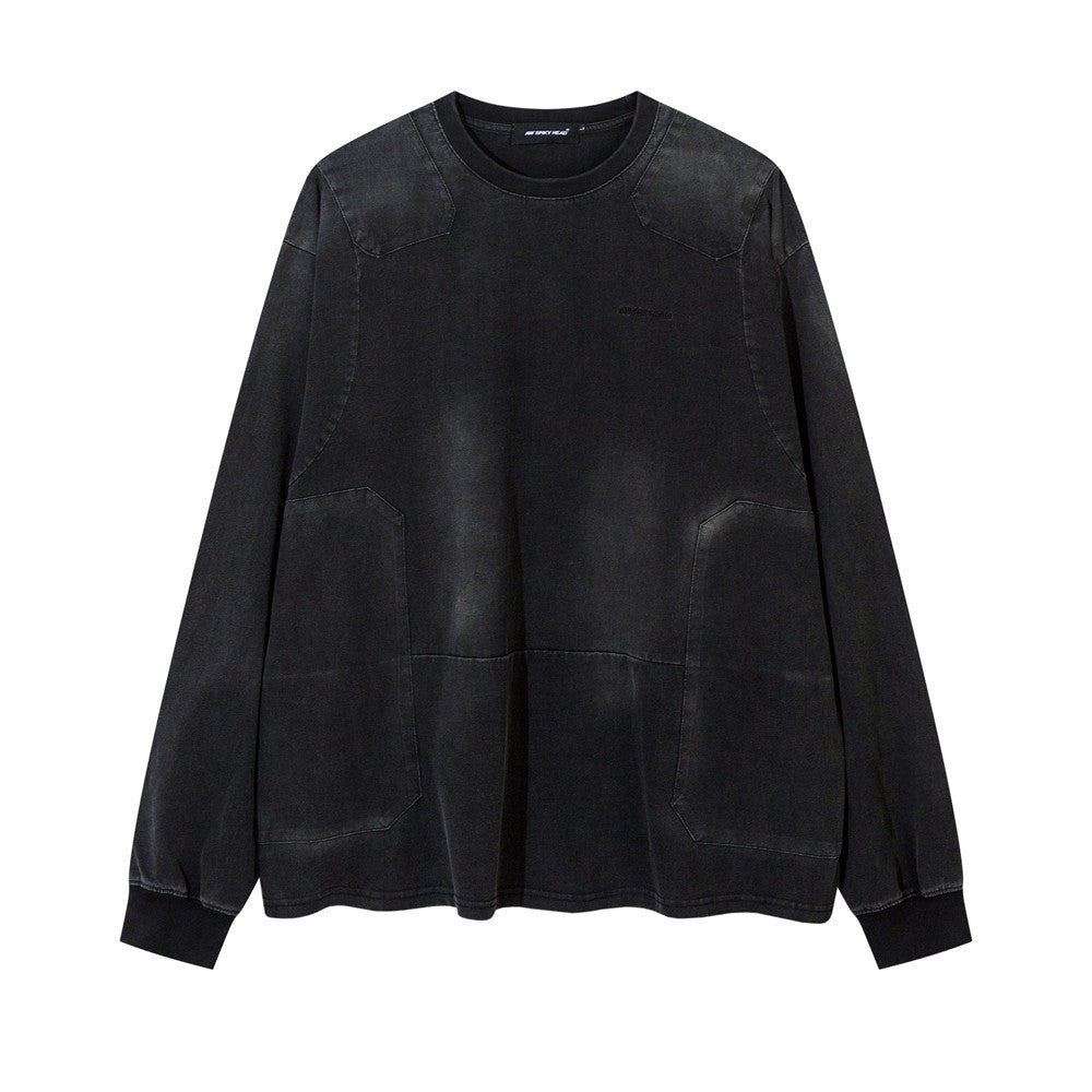 Spring And Autumn Deconstructing Split Stitching Casual Top
