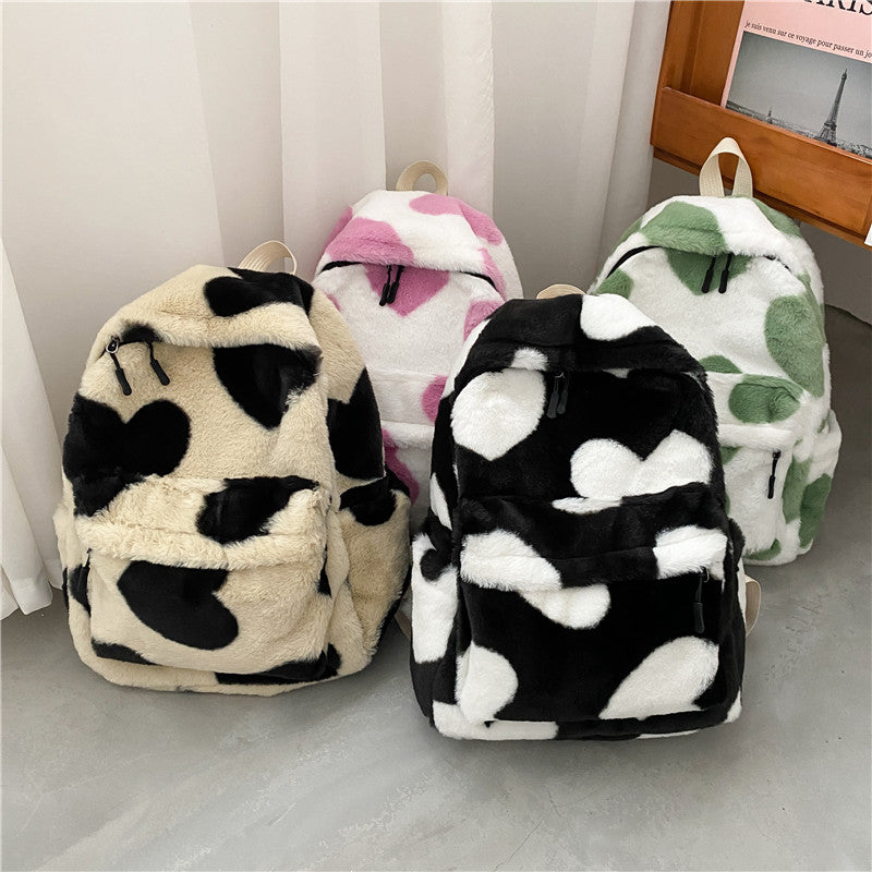 Internet Celebrity Autumn And Winter Furry Scarf Backpack