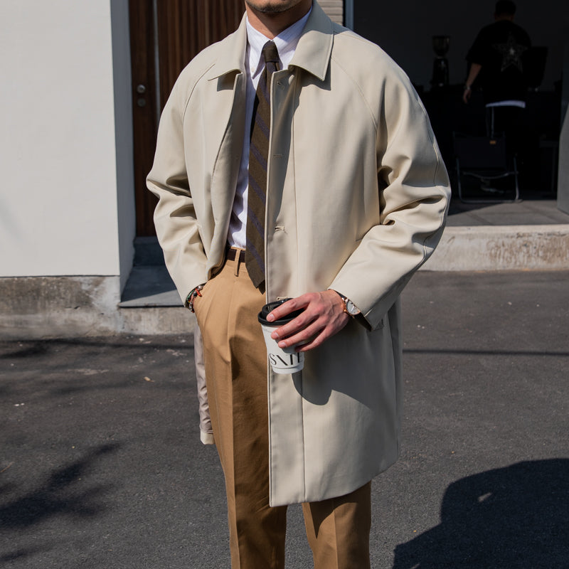 Men's Anti-wrinkle Draping Casual Coat Mid-length Trench Coat